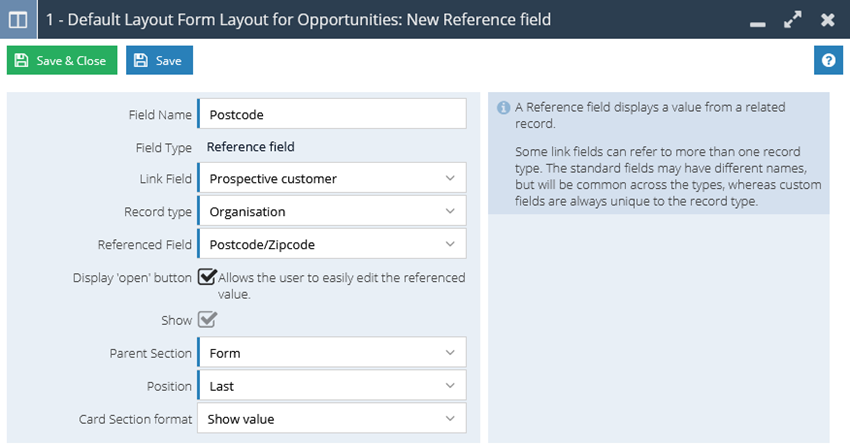 "Reference Field Setup"